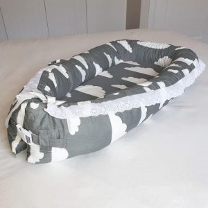 Baby Nest [Grey with White Clouds] (90 x 55 x 15cm) - Image 3